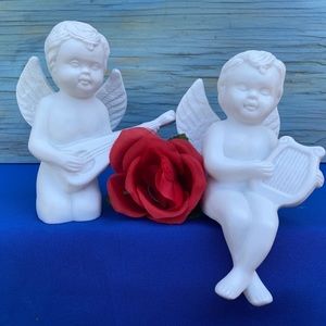 Vintage Porcelain Musician  Angels Figure